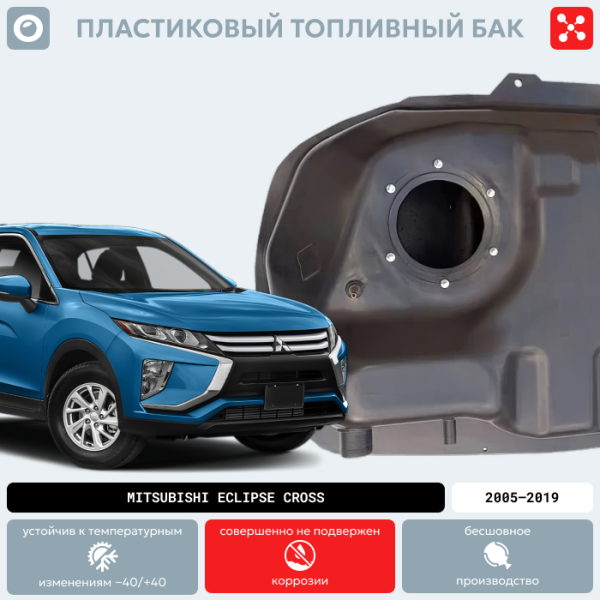 Пластиковый бензобак Mitsubishi Eclipse Cross (4WD), 2005-2019 г.в. (BP) -  60 л.